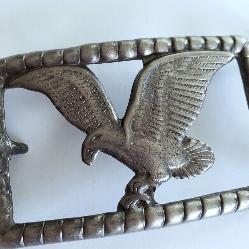 Vintage Eagle Belt Buckle Silvertone Embossed Country Western Rodeo Biker Retro - Picture 6 of 9